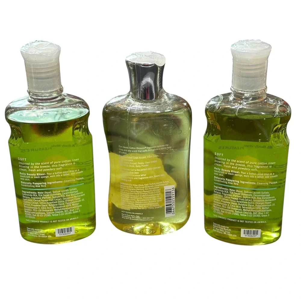 Bath & Body Works Cotton‎ Blossom Shower Gel 10oz Lot of 3 Pleasures Signature